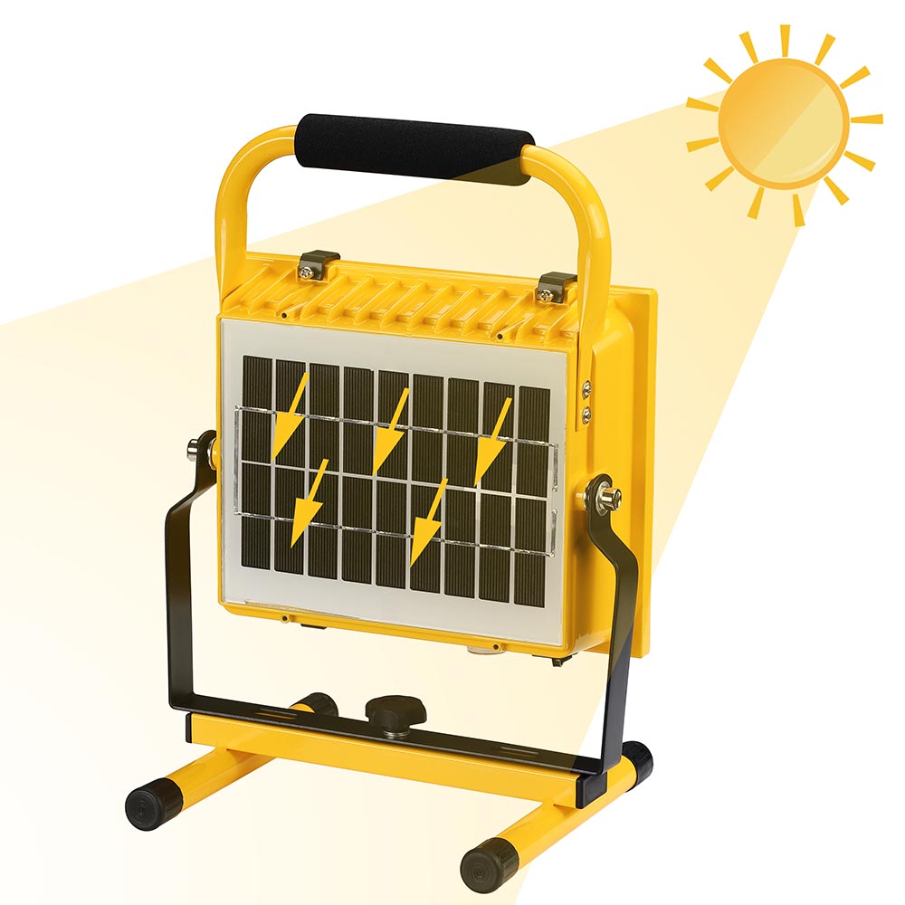 Lampada Faro Lavoro Portatile con Pannello Solare 50W 504lm Luce Emergenza SOS