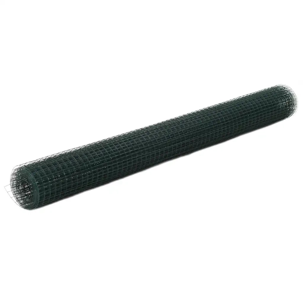 Recinzione in Rete per Pollaio in Acciaio e PVC 25x1,5 m Verde
