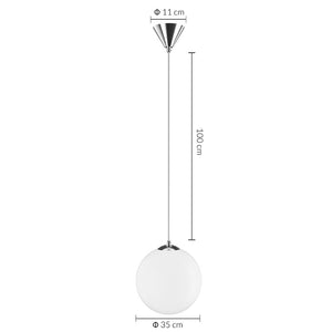 Lampadario Lampada Sospensione Sfera 35 cm Design Moderno Paralume Vetro E27