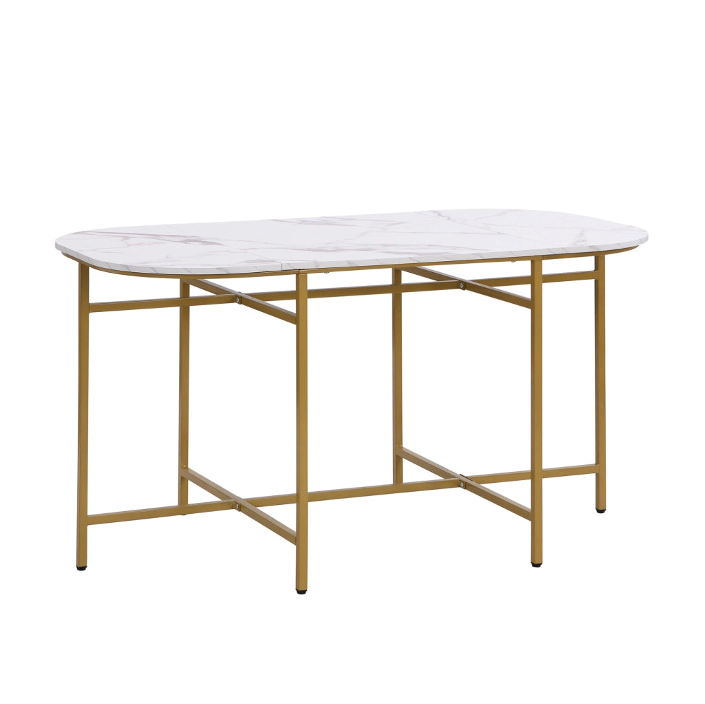 Set tavolo da pranzo; 6 sedie; struttura in ferro dorato; MDF; oro
