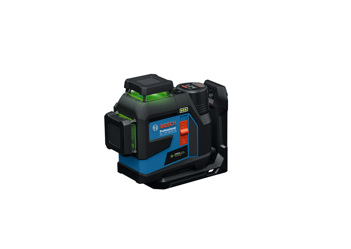 Bosch GLL 12V-100-33 CG Professional – Livella Laser verde 3×360°, 12 V / AA
