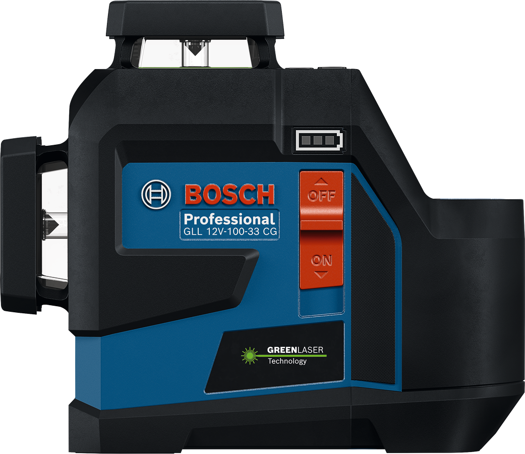 Bosch GLL 12V-100-33 CG Professional – Livella Laser verde 3×360°, 12 V / AA