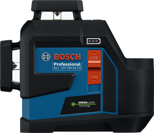 Bosch GLL 12V-100-33 CG Professional – Livella Laser verde 3×360°, 12 V / AA