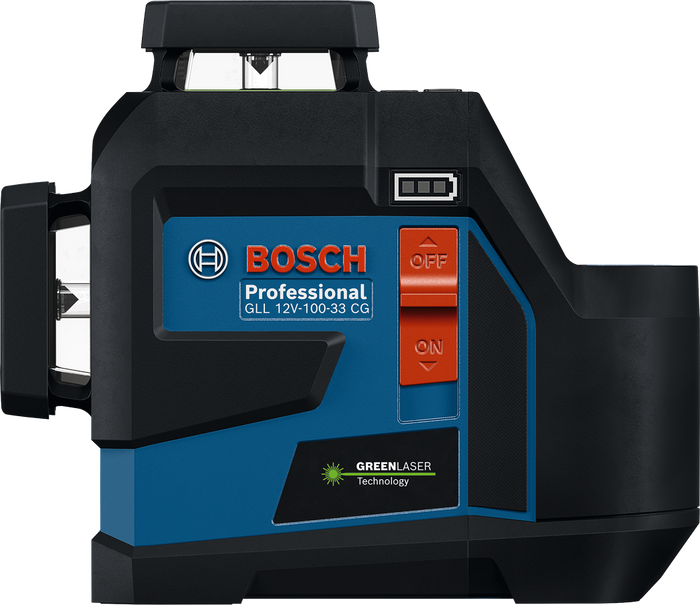 Bosch GLL 12V-100-33 CG Professional – Livella Laser verde 3×360°, 12 V / AA