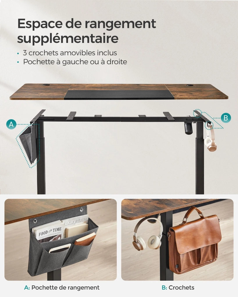 Scrivania elettrica sit-stand 70 x 160 cm tavolo regolabile in altezza con funzione memory 4 posizioni di altezza tasca portaoggetti struttura in acciaio piano spesso 12_0004551