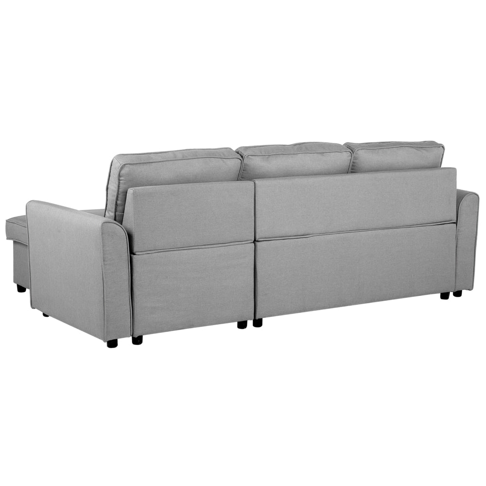 Divano Letto Angolare Imbottito In Tessuto Grigio Orientamento A versione sinistra Con Letto Contenitore