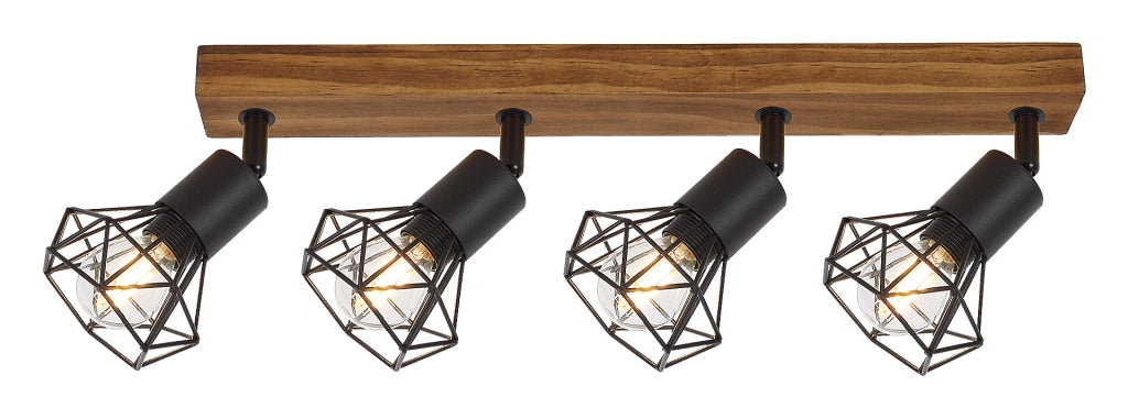 Barra faretti Zeus rovere/nero E14 4x40W Rabalux 3140