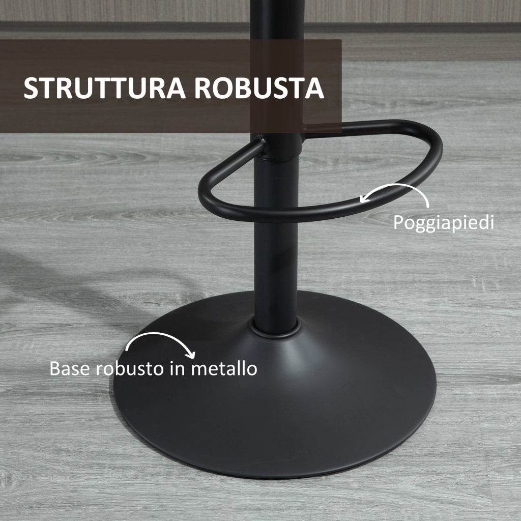 EasyComfort Set 2 Sgabelli Alti da Bar in Stile Industriale con Schienale, Poggiapiedi e Altezza Regolabile, Sedia in Microfibra, Marrone