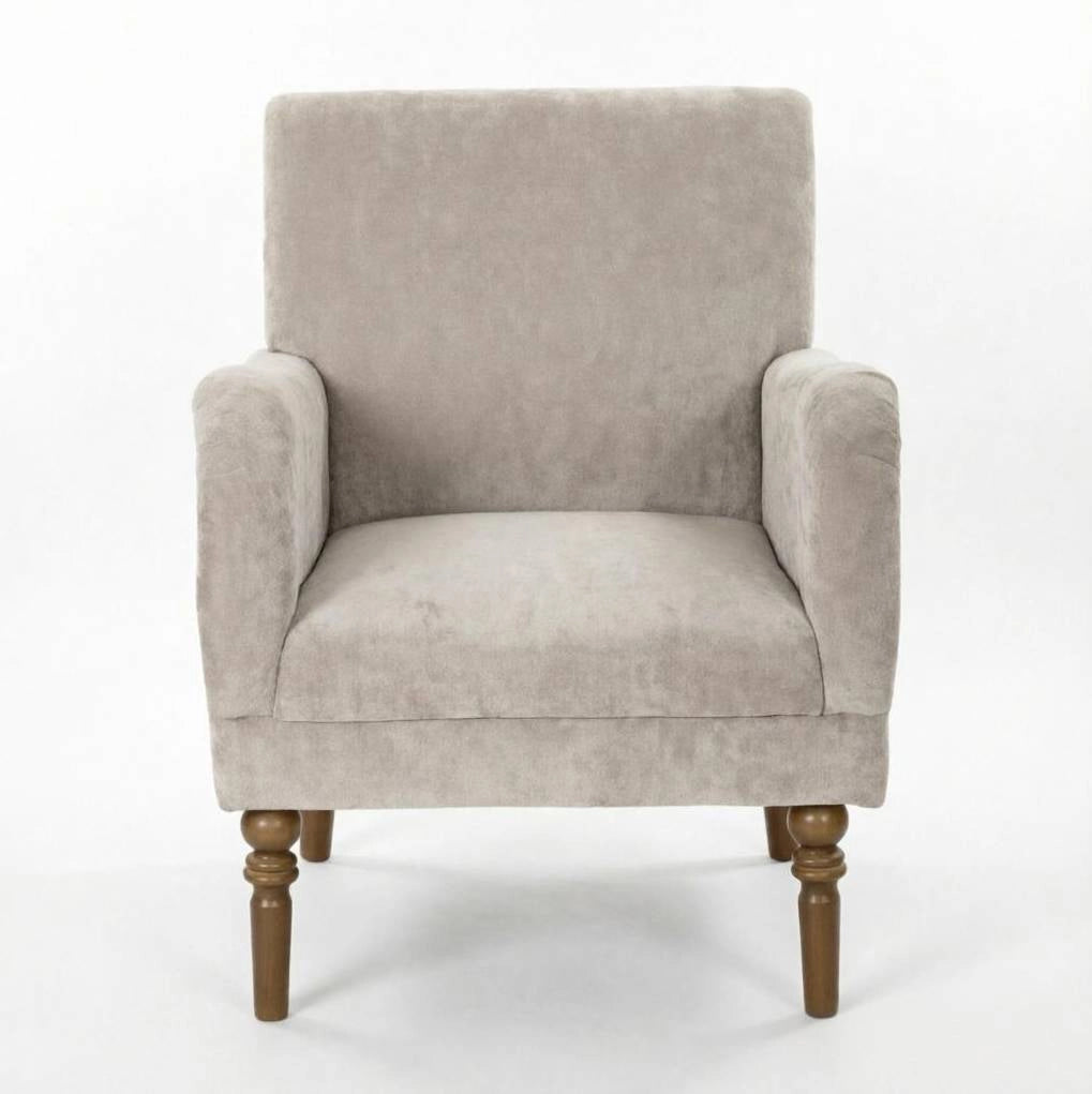 Poltrona lounge a 1 posto in lino grigio con schienale alto