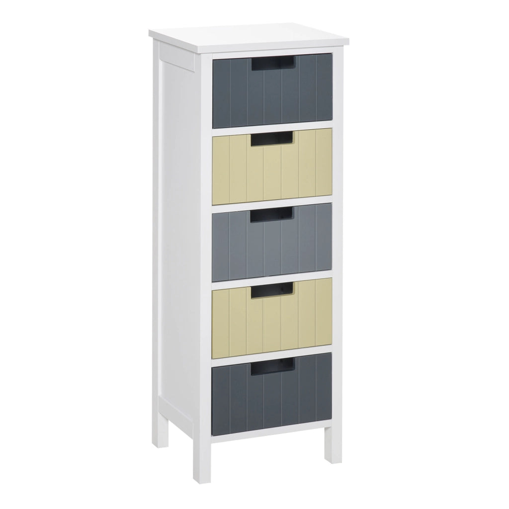 Cassettiera 5 Cassetti in Legno con Gambe ¨C Zephmum ¨C 35x28x90.5 cm Multicolore