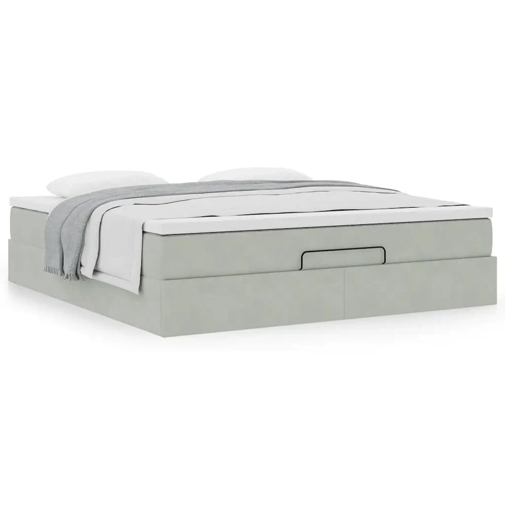 Struttura Letto Pouf con Materasso 160x200 cm in Velluto