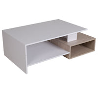 Tavolino Divano Salotto Rettangolare Design Moderno Legno 4 Ripiani Bianco Oak