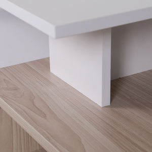 Tavolino Divano Salotto Rettangolare Design Moderno Legno 4 Ripiani Bianco Oak