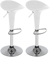 Set 2 Sgabelli Cucina Regolabile Acciaio e ABS Sgabello Girevole Bianco Casa Bar