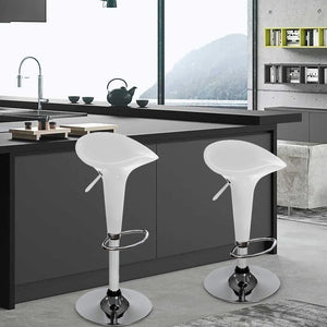 Set 2 Sgabelli Cucina Regolabile Acciaio e ABS Sgabello Girevole Bianco Casa Bar