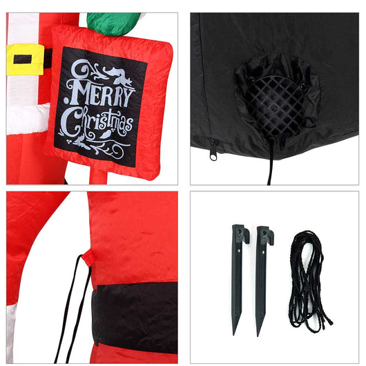 Gonfiabile Babbo Natale con Cartello Alto 174 cm Illuminazione LED per Esterno