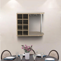 Scaffale Bar Cantinetta Vino Parete Legno Cantina 8 Posti + Porta Calici Querci