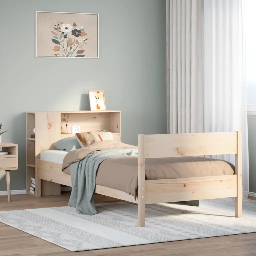 Giroletto con Libreria senza Materasso-Struttura Letto con contenitore 75x190 cm in Legno Pino 712423