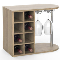 Scaffale Bar Cantinetta Vino Parete Legno Cantina 8 Posti + Porta Calici Querci