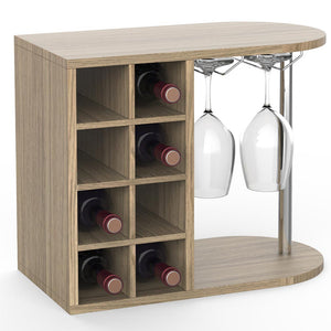 Scaffale Bar Cantinetta Vino Parete Legno Cantina 8 Posti + Porta Calici Querci