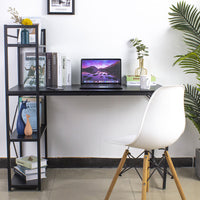Scrivania Libreria Tavolo Porta PC Computer Metallo Legno Ufficio Casa Nero