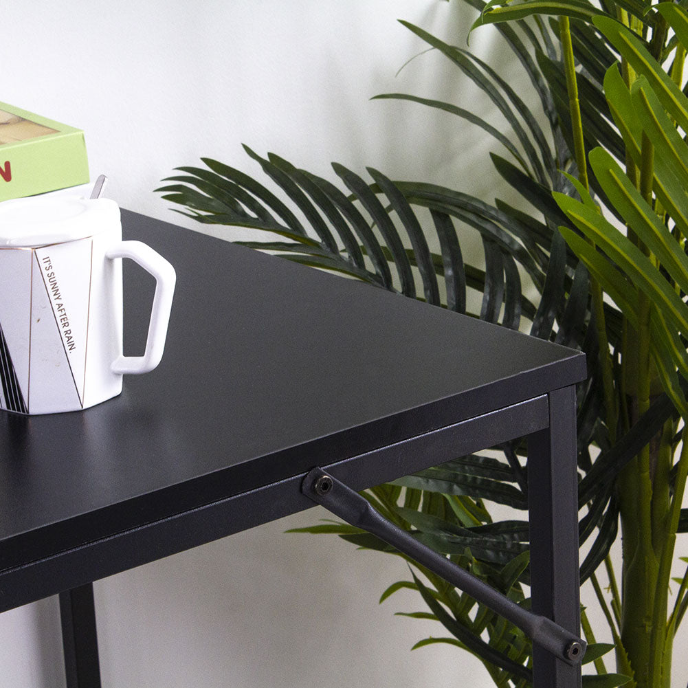 Scrivania Libreria Tavolo Porta PC Computer Metallo Legno Ufficio Casa Nero