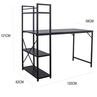 Scrivania Libreria Tavolo Porta PC Computer Metallo Legno Ufficio Casa Nero