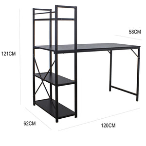 Scrivania Libreria Tavolo Porta PC Computer Metallo Legno Ufficio Casa Nero