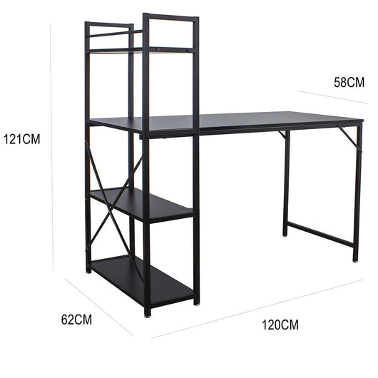 Scrivania Libreria Tavolo Porta PC Computer Metallo Legno Ufficio Casa Nero