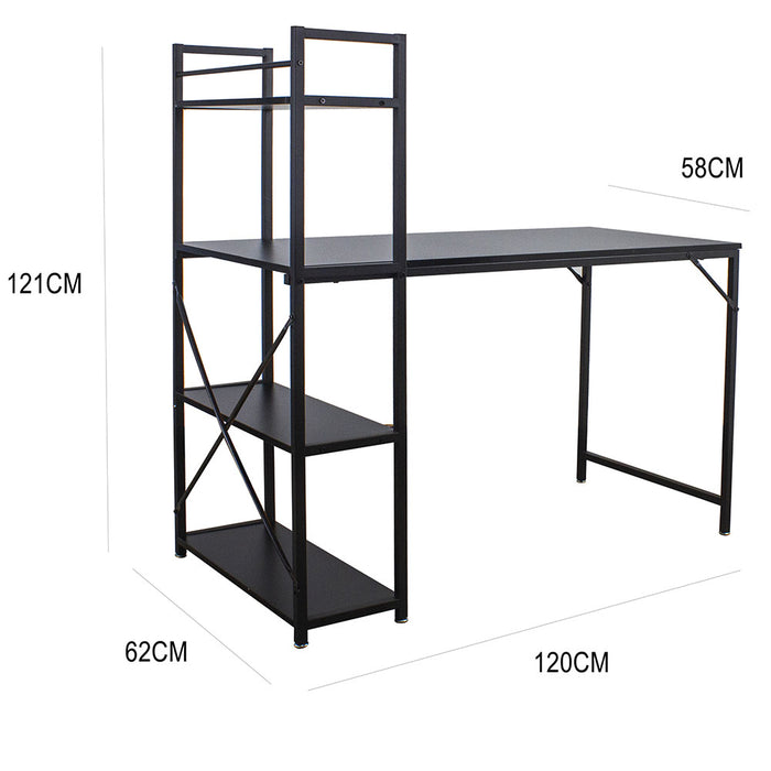 Scrivania Libreria Tavolo Porta PC Computer Metallo Legno Ufficio Casa Nero