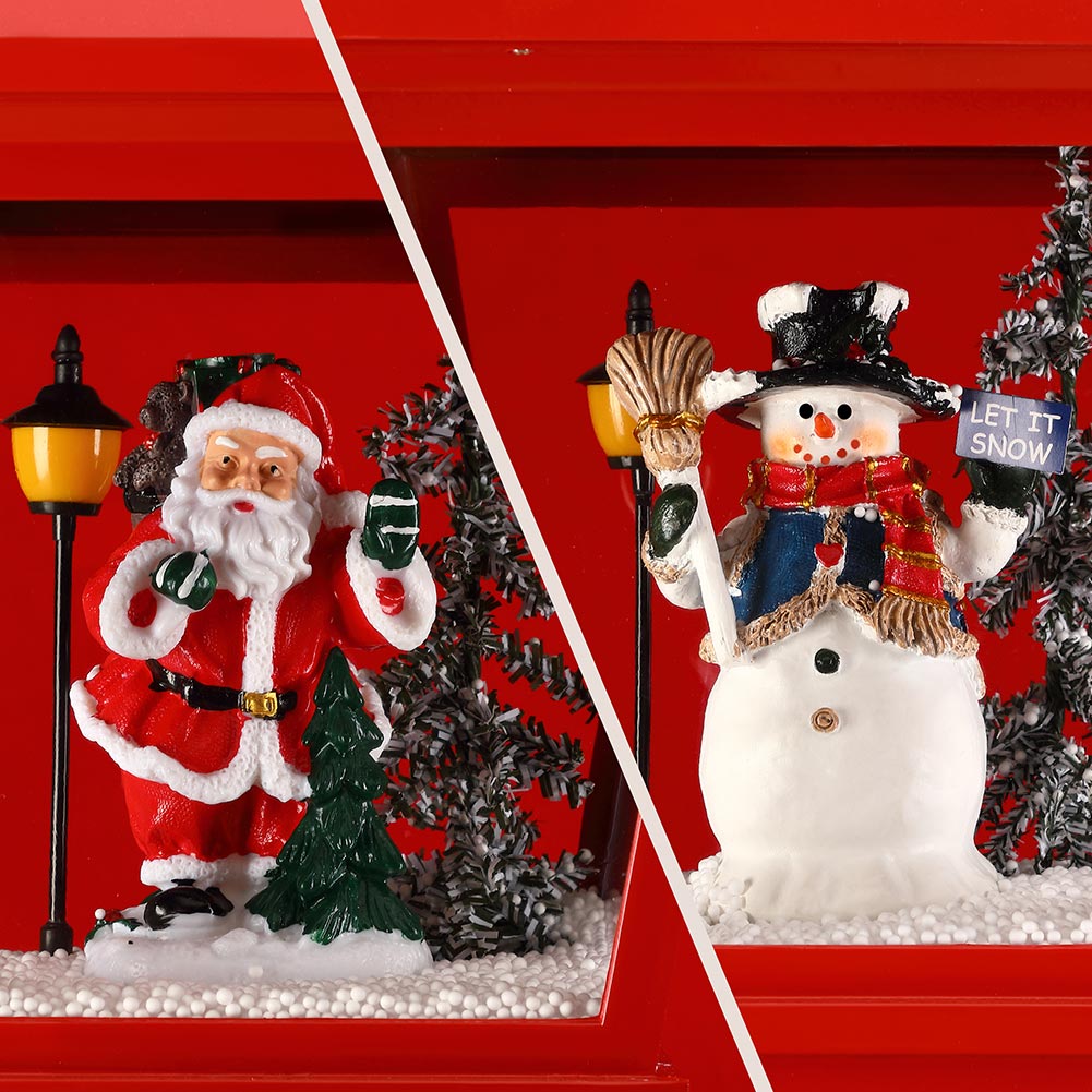 Lampione Natale con Luce LED Scena Natalizia Neve Motorizzata Musica 188cm Nero