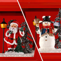 Lampione Natale con Luce LED Scena Natalizia Neve Motorizzata Musica 188cm Nero