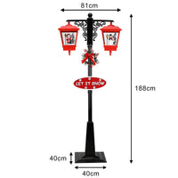 Lampione Natale con Luce LED Scena Natalizia Neve Motorizzata Musica 188cm Nero