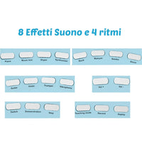 Pianola Tastiera Giocattolo Bambini 24 Tasti Microfono Attacco Mp3 Supporto Blu