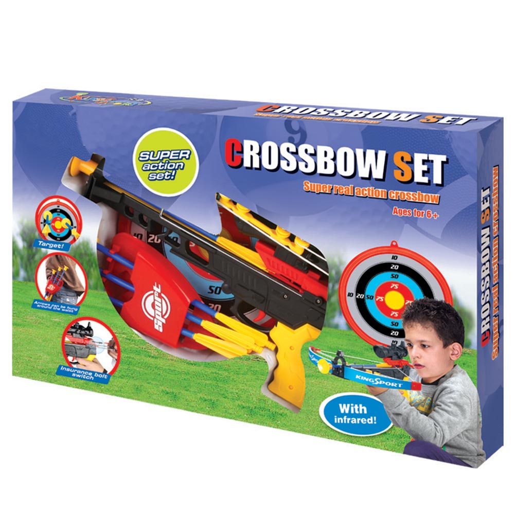 Balestra Arco Giocattolo per Bambini con 4 Frecce Bersaglio e Porta Frecce