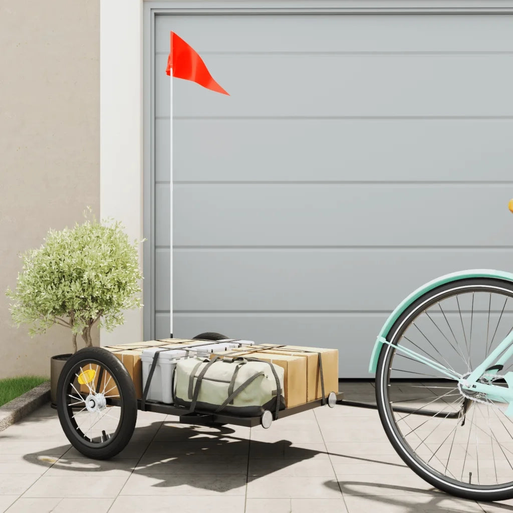Rimorchio da Bici Nero 126x63x34 cm in Ferro 94205
