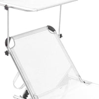 Lettino Prendisole con Tettuccio Parasole Sdraio Mare Bianc Alluminio Pieghevole