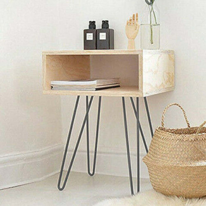 4x Gambe Piedi Tavolo Tavolino Panca Sedia 45cm Metallo Design Moderno Grigio