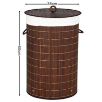 Cesto Biancheria Sporca Pieghevole in Bambu e Tessuto Portabiancheria Marrone