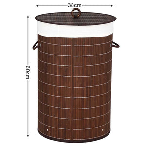 Cesto Biancheria Sporca Pieghevole in Bambu e Tessuto Portabiancheria Marrone