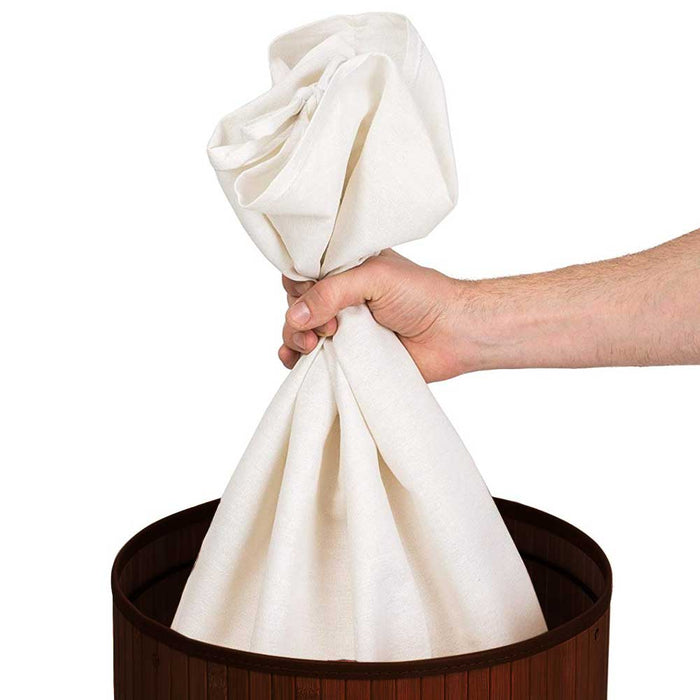 Cesto Biancheria Sporca Pieghevole in Bambu e Tessuto Portabiancheria Marrone