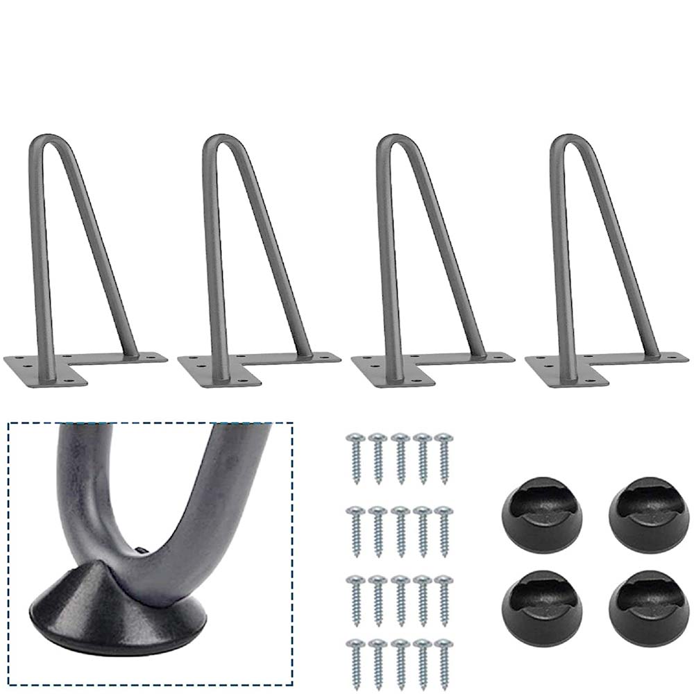 4x Gambe Piedi Tavolo Piedini Mobili Divano 15cm Metallo Design Moderno Grigio