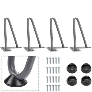 4x Gambe Piedi Tavolo Piedini Mobili Divano 15cm Metallo Design Moderno Grigio