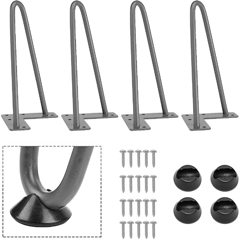 4x Gambe Piedi Tavolo Tavolino Mobili Sgabello 36cm Metallo Design Moderno Grigi