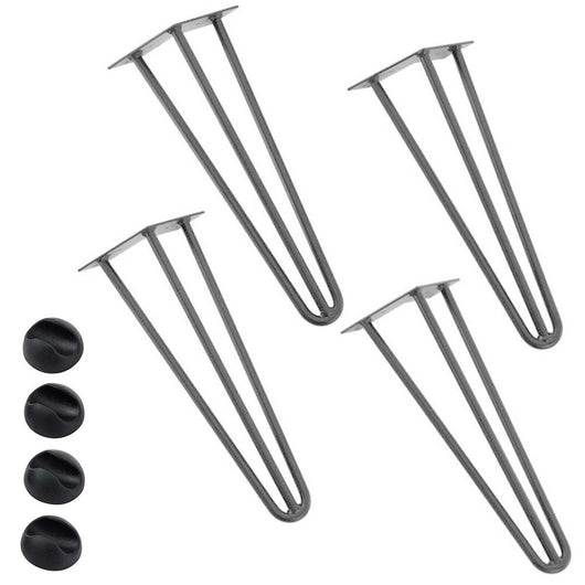 4x Gambe Piedi Tavolo Tavolino Panca Sedia 40cm Metallo Design Moderno Grigio