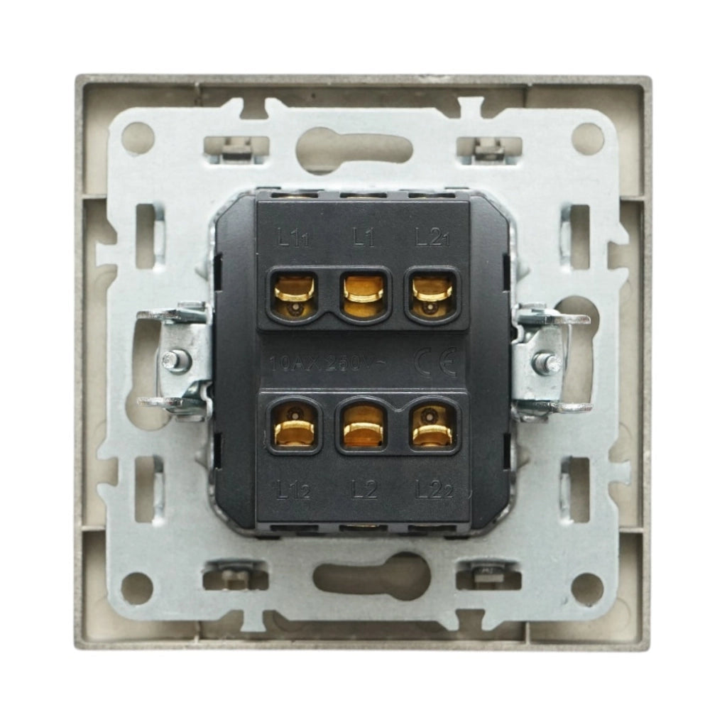 Interruttore a doppia testa, nero, da incasso, 220V, 10AX, ABS 80x80mm