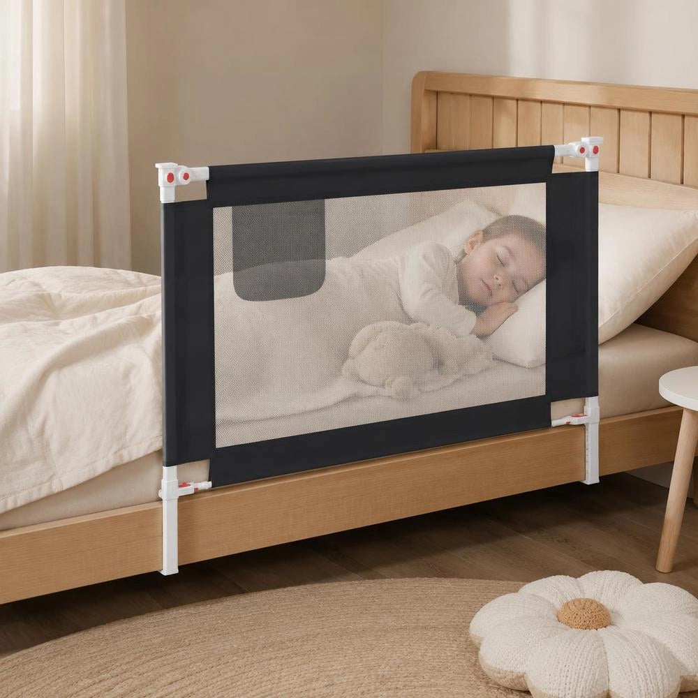Toddler Bed Rail, Dark Grey, 90x25 Cm, Fabric