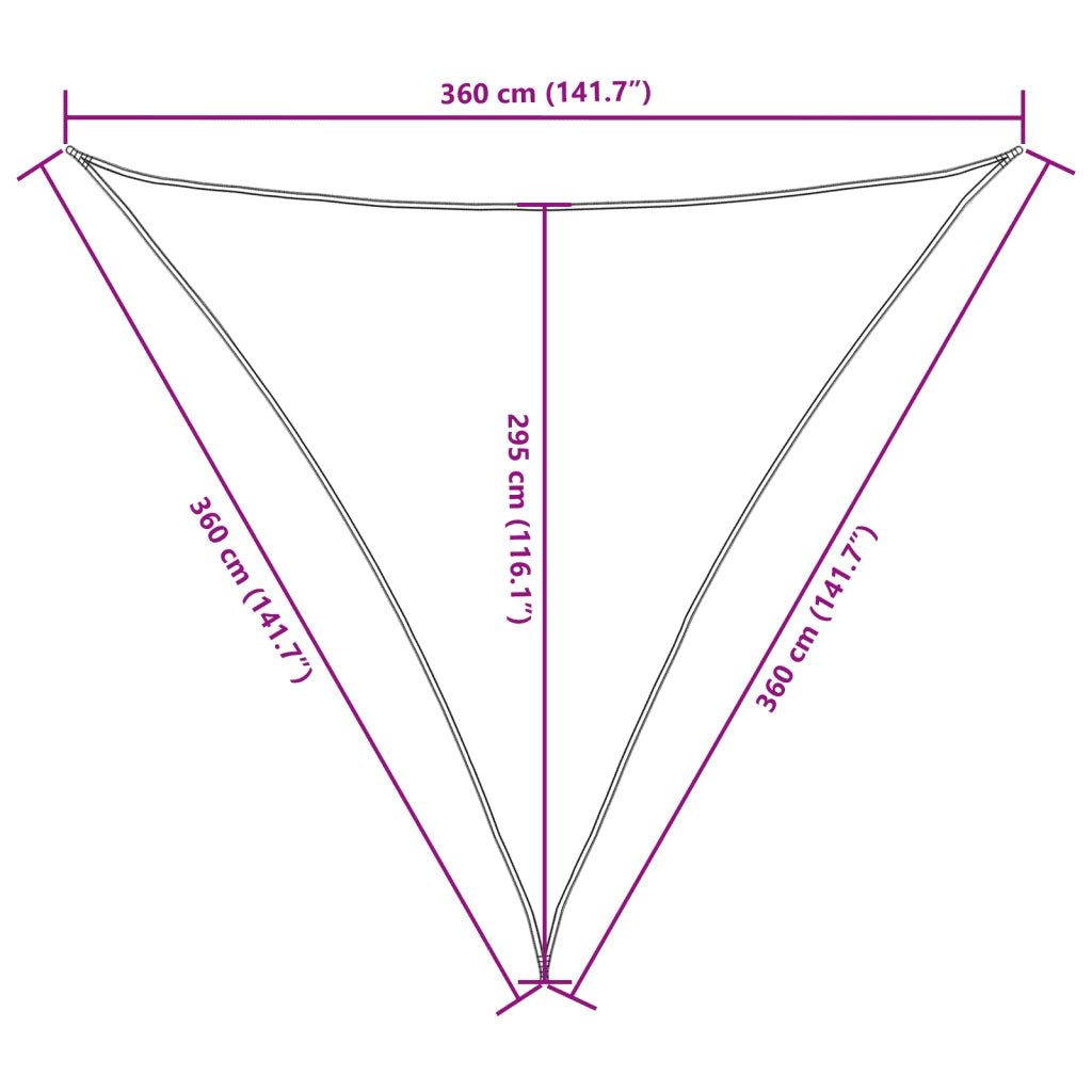 Parasole a Vela Oxford Triangolare 3,6x3,6x3,6 m Marrone 135831