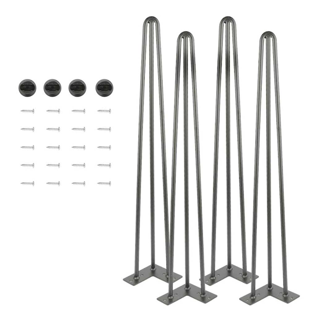 Set 4 Gambe Piedi Tavolo Pranzo Scrivania 71cm Metallo Design Moderno Grigio