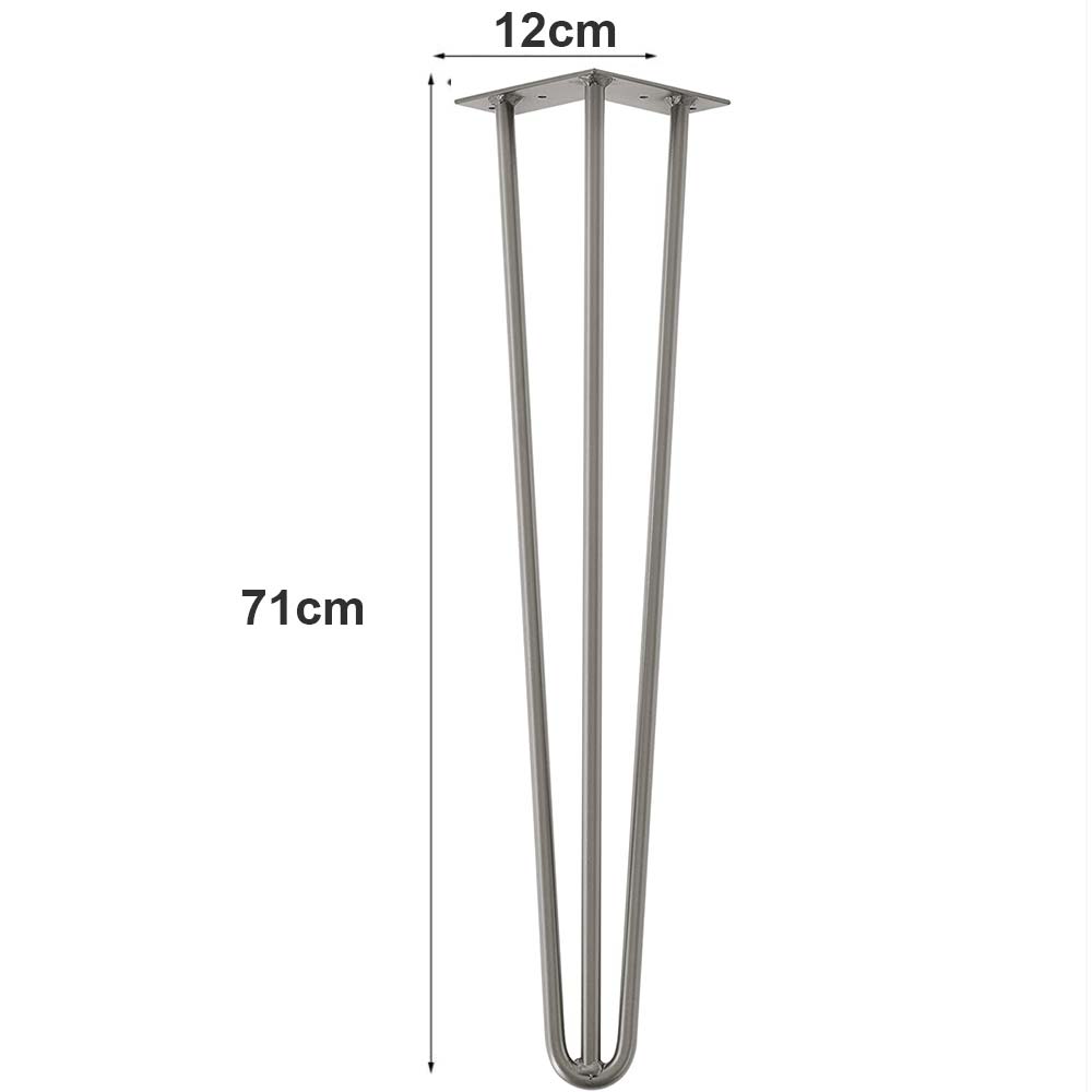 Set 4 Gambe Piedi Tavolo Pranzo Scrivania 71cm Metallo Design Moderno Grigio